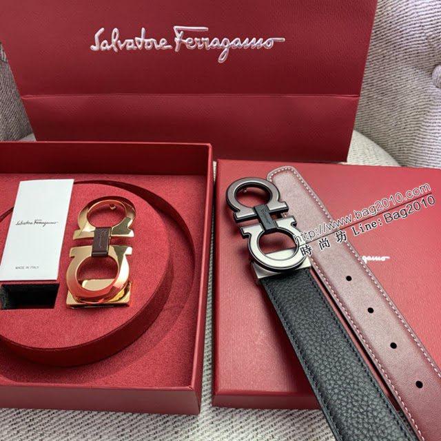 菲拉格慕男女士皮帶 Ferragamo雙扣高端禮盒腰帶  jjp2119